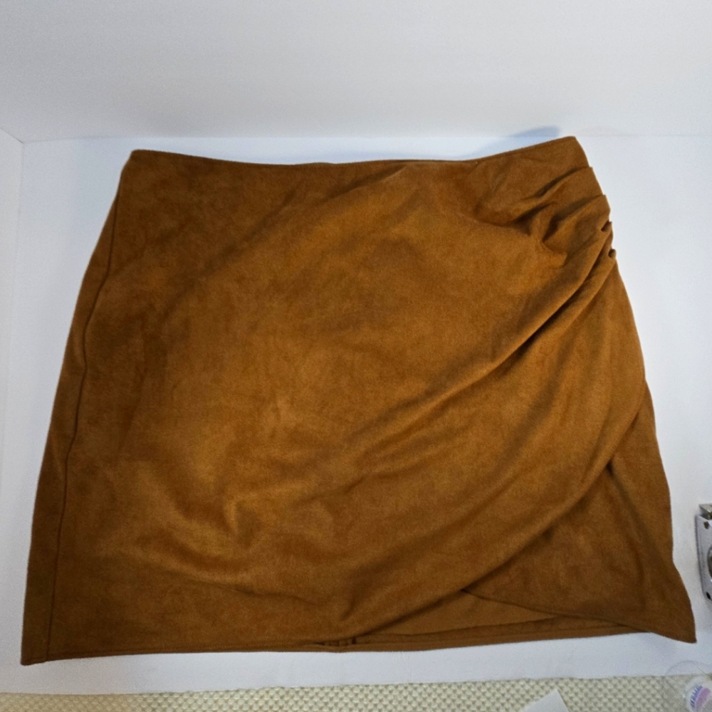 Abercrombie & Fitch Tan Sz Large 90s BOHO Faux Suede Mini Skirt